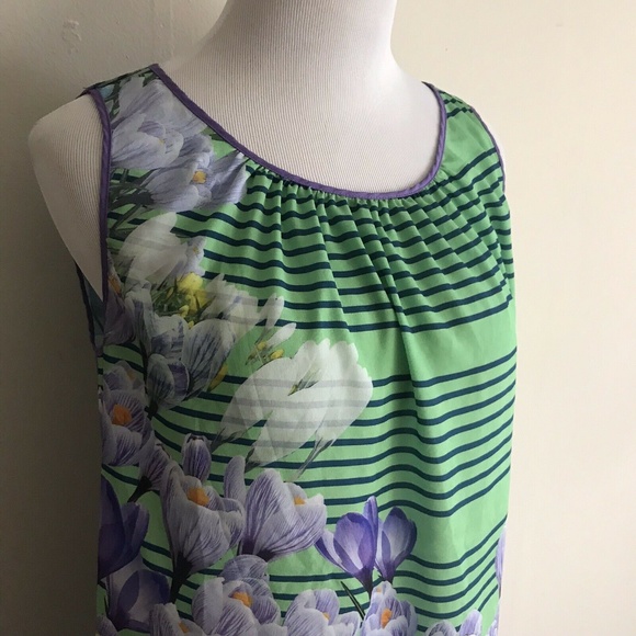 SALE!! EUC! Dream Daily Women's Sz Medium Floral Green/Purple Lightweight Dress - Picture 2 of 12